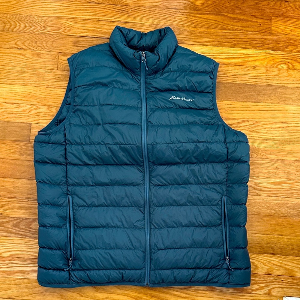 Eddie Bauer TALL XL 650 down puffer vest EUC blue